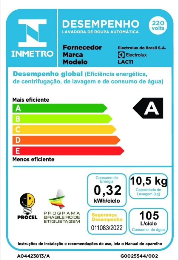 Lavadora Turbo Roupas, Electrolux LAC11 10,5 kg, Dispenser Autolimpante, 127V - Imagem 13