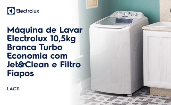 Lavadora Turbo Roupas, Electrolux LAC11 10,5 kg, Dispenser Autolimpante, 127V - Imagem 2